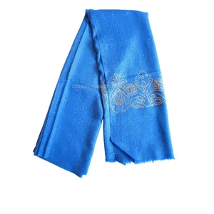Best Selling Handwoven Rhinestone Royal Blue Indian Kashmir Soft Lambswool Shawl Stole Scarf For Men`s Wearing