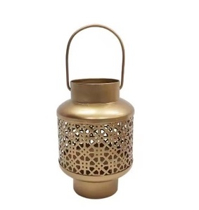 Haute demande nouvelle conception romantique en or cristal fleur bougeoir poignée suspendue lanterne de noël en métal pour la décoration de la maison chaude - Product Image 1