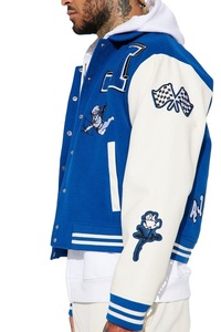 Chaqueta Universitaria para Hombre al por Mayor, Estilo Urbano, Parches Bordados Personalizados, Cuello Alto, Talla Grande, Ropa de Calle - Product Image 6