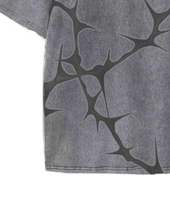 Camiseta Unisex Extra Grande de Algodón Gris Lavado con Estampado Abstracto de Espinas, Estilo Vintage con Lavado Ácido, Hombros Caídos, Estilo Urbano Informal - Product Image 6