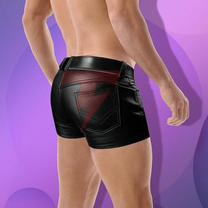 Pantalones Cortos de Cuero Sólido para Hombre, Cómodos y Casuales, Cintura Alta, Diseño Transpirable y Ecológico, Costuras Finas, Calidad Duradera - Product Image 3