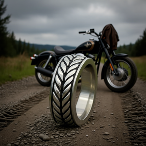 Bague de motard vintage en acier inoxydable argenté, style bracelet de montre SR70, taille 8-12, 8MM, accessoire élégant pour motard, vendeur USA - Product Image 3