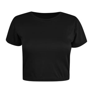 T-shirt court d'été pour femme, coupe régulière, personnalisé, polyester/coton, manches courtes, style doux, col rond, tricot uni - Product Image 6