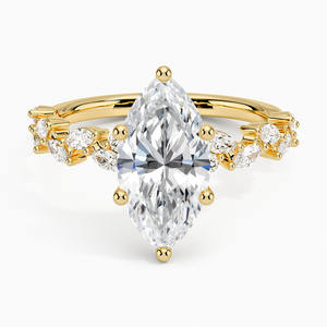 Marquise Cut VVS Lab Grown Diamond 14K Anillo de compromiso de oro sólido Estilo único Joyería de moda Premium de gama alta por fabricante - Product Image 1