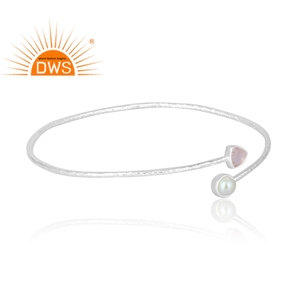 Meilleure vente 925 argent Sterling perle naturelle et Quartz Rose pierres précieuses bracelet bijoux personnalisés pour les femmes cadeau pour elle - Product Image 5