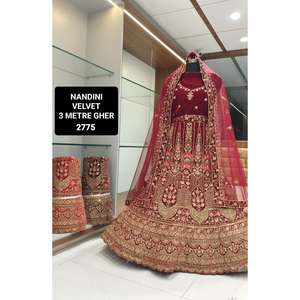 Best Quality <b>Velvet</b> Lehenga Choli <b>Women</b> Diamond Ethnic Print Heavy <b>Dress</b> Export- Quality Fashion Accessories Wedding Party Sale - Product Image 1