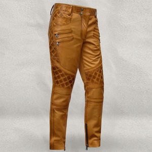 Pantalon en cuir PU imprimé avec logo personnalisé en gros pour hommes pantalon en cuir synthétique noir à la mode pour l'automne et l'hiver - Product Image 2