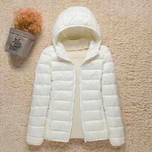 Femmes hiver chaud mi-long mince à capuche fermeture éclair Parkas à manches longues rembourré bouffée veste couleur unie fait peau de mouton coton - Product Image 1