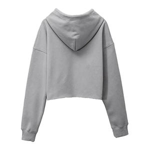 Sweat à capuche en coton sur mesure pour femmes, haut court d'hiver, service OEM, Streetwear de haute qualité, léger et respirant - Product Image 2