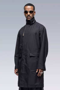 Nouvelle arrivée hommes Cyberpunk Style toile mince veste respirant noir à capuche imperméable Streetwear longue longueur acronymes conception - Product Image 3