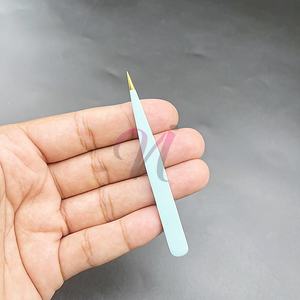 Nomex แหนบต่อขนตาสแตนเลสสีฟ้าปรับแต่งได้จุดชุบทองแบบหมุนเวียนโลโก้ส่วนบุคคลที่ยั่งยืน - Product Image 1