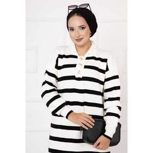 Robe en maille boutonnée Ecru - Product Image 2