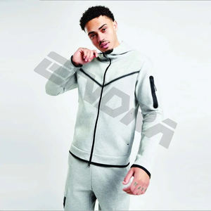 Sudadera personalizada con capucha y cremallera completa, chándal de hombre con retazos de color block - Product Image 2