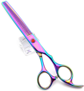 Ciseaux de barbier sur mesure avec manche arc-en-ciel, meilleurs ciseaux de coiffure avec finition de manche en céramique polie - Product Image 2