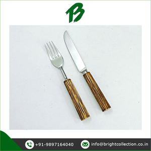 Vente dans le monde entier de qualité supérieure en acier inoxydable durable os naturel forme ronde poignée couteau et fourchette ensemble de couverts - Product Image 2