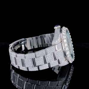 Montres mécaniques en diamant véritable serties de moissanite, montre en moissanite VVS, montre sertie de moissanite pour hommes et femmes - Product Image 5