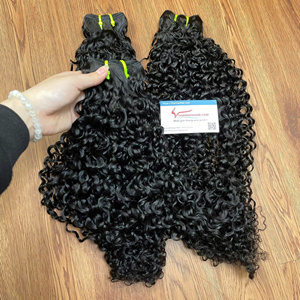 Extensions de cheveux vierges vietnamiens en vrac, boucles pixie, double trame, couleur naturelle, extensions de cheveux humains complètes et épaisses - Product Image 1