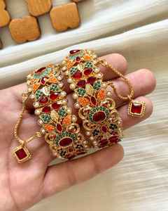 Fresh Arrivals Antique Designs <b>for</b> <b>Women</b> Stainless Steel Bridal Wedding Sets Artificial <b>Pearl</b> Rhinestone Churiya <b>For</b> Engagement - Product Image 4