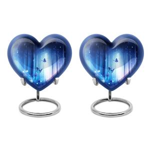 Urne papillon de forêt bleue en forme de coeur pour cendres souvenir commémoratif pour cendres de crémation urne moderne décorative unique fabriquée à la main - Product Image 2