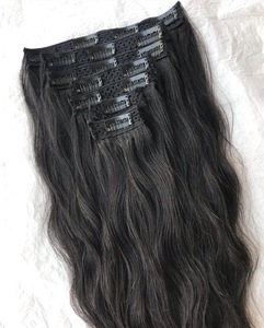 Meilleure qualité 7 pièces ensemble naturel ondulé doux non traité Clip-in Extensions de cheveux humains en gros trame faite à la machine temple indien - Product Image 3