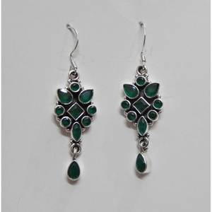925เงินสเตอร์ลิงต่างหูดอกไม้หรูหราสีเขียวธรรมชาตินิลเครื่องประดับงานแต่งงานที่เรียบง่ายสำหรับเป็นของขวัญ - Product Image 3