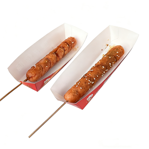 Plateau à collation en papier rectangulaire jetable avec impression colorée, assiettes en papier pour <span class=keywords><strong>saucisse</strong></span>, hot-dog sur bâton, nourriture de rue, collation rapide - Product Image 1