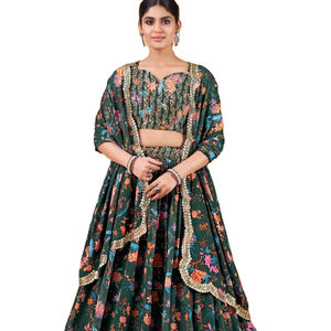 Dernier Designer Faux Georgette Zari Séquence Broderie Travail Lehenga Choli Par Fab Zone - Product Image 1