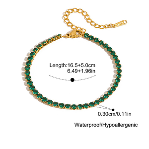 Bracelet tennis en argent 925 pour femme, serti de moissanite vert émeraude, empilable, superposable, bijou de luxe tendance, cadeau - Product Image 2
