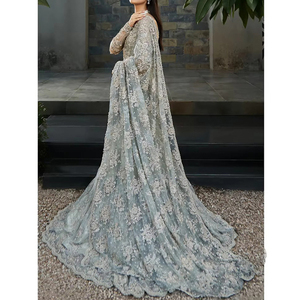Robe de soirée indienne et pakistanaise faite à la main pour femme, longueur ras du sol, avec volants modernes, grandes tailles, coupe professionnelle à col halter - Product Image 5