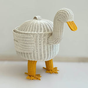 Cesta de almacenamiento para bebés con asa, venta al por mayor, cestas tejidas naturales, organizador de animales de mimbre - Product Image 1