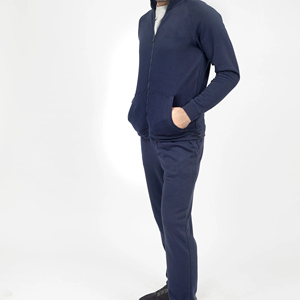 Customizable Navy Blue Men's <b>Track</b> Suit for Running Training Solid Style Casual Winter Jogging Wear - Product Image 1