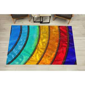 Tapis imprimé arc-en-ciel vibrant : moderne, tendance, personnalisé, cadeau de pendaison de crémaillère, tapis en velours de luxe - Product Image 2