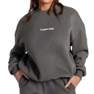 Rosa impreso gráfico gota hombro de gran tamaño personalizado suelto ajuste pulóver mujeres sudaderas - Product Image 4