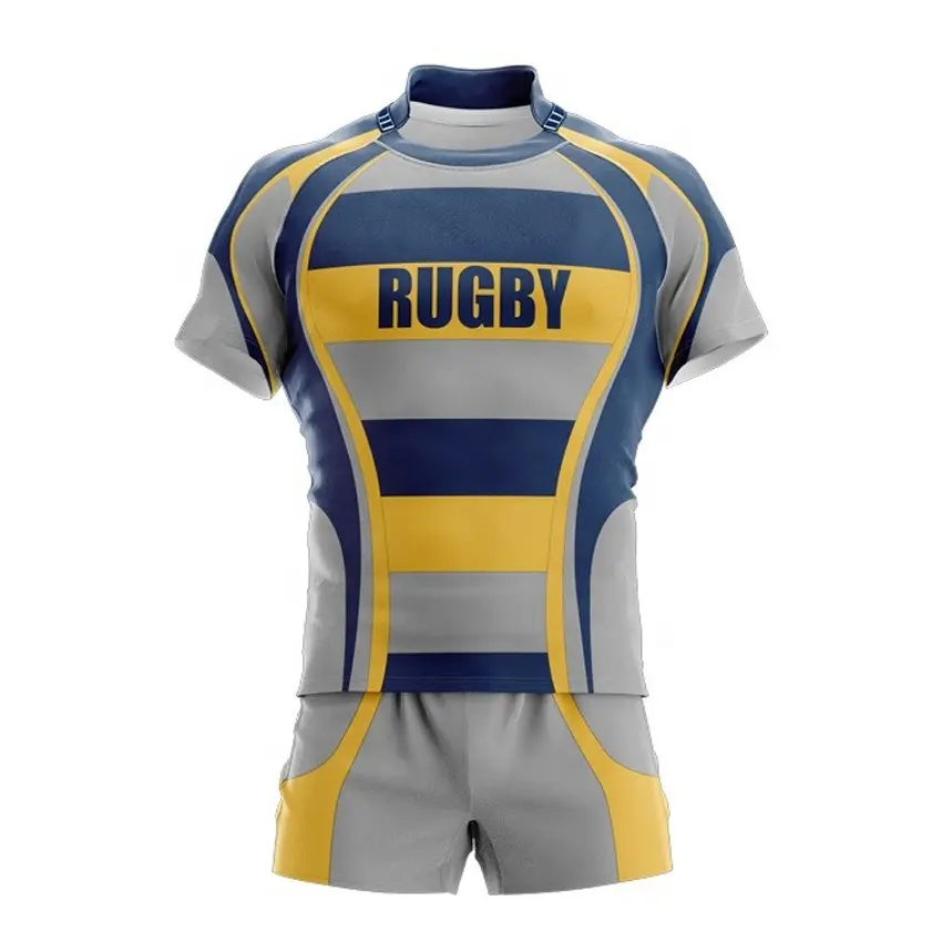 Oem Service Nouveau Design 2023 Uniformes Rugby Maillot Rugby Haute Qualité Sublimation Polo Vêtements de Sport Rayés Personnalisés Uniforme Rugby