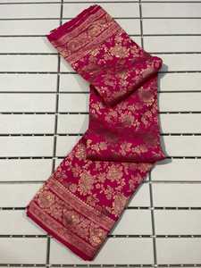 ชุดส่าหรีผ้าไหมอินเดียสำหรับผู้หญิงเสื้อเบลาส์ผ้าดิบแบบดั้งเดิมผ้าทอจากซารี - Product Image 3