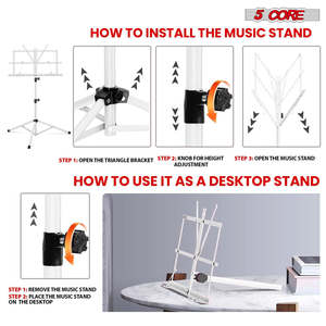 Soporte de Música Ajustable de 5 Niveles, 57 Pulgadas, Soporte de Escritorio para Partituras, Soporte de Libros Portátil Totalmente Metálico - Product Image 4