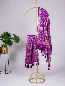 Dupatta de Seda FABZONE con Bordado Zari y Borlas, Informal, Sin Arrugas, para Fiestas de Invierno - Product Image 2