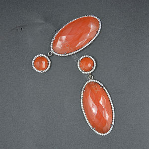 Elegante joyería de plata de ley 925 con piedra natal naranja Monalisa con pendientes de aro de piedras preciosas CZ Ocasión DE BODA elegante de moda - Product Image 3