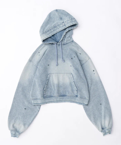 Sudaderas con capucha de algodón de peso pesado vintage desgastado con forro en blanco y logotipo personalizado con cremallera completa lavado ácido Streetwear - Product Image 1