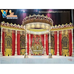 Gran Gujarati boda aspecto de madera FRP Mandap boda del sur de la India FRP Maharani Mandap Tamil boda tallada Kalyana Mandapam EE. UU. - Product Image 1