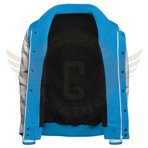 Varsity แจ็คเก็ตผ้าฝ้าย100%,โพลีเอสเตอร์สีทึบปักลาย - Product Image 2