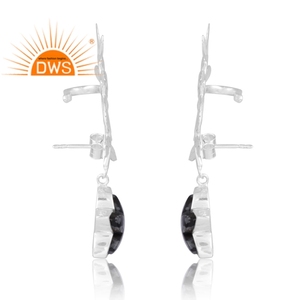 Meilleure vente 925 argent Sterling naturel flocon de neige obsidienne pierre précieuse boucle d'oreille bijoux personnalisés pour les femmes cadeau pour elle - Product Image 4