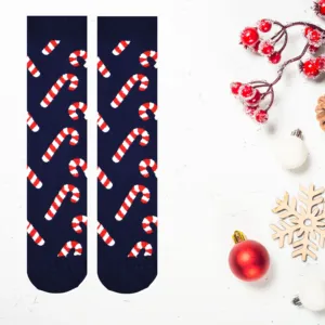 Black Breathable <b>Candy</b> <b>Cane</b> Patterned Christmas Stocking for Daily Use - Product Image 1