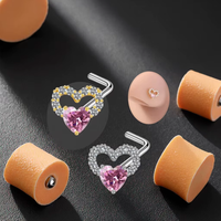 Anneau de piercing nasal en forme de L avec cœur, en acier inoxydable, nouveau, tendance, bijoux indiens pour femmes et hommes