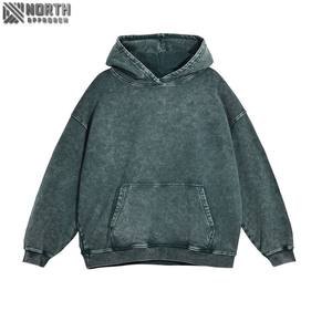 Vintage Oversized Acid Wash <b>Hoodie</b> For Men 100% Cotton <b>Zippered</b> Sweatshirt High Quality French Print Clothing For Winter hoodies - Product Image 2