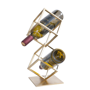 Farmhouse Wrought Iron Metal <b>Wine</b> <b>Rack</b> Gold Finished Tabletop Organizer Home Bar Ware Beverage Holder Multifunction Sustainable - Product Image 2