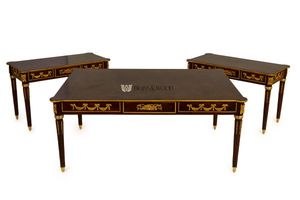Juego de Mesa de Centro de Madera Clásica de Lujo con Incrustaciones de Latón - Product Image 1