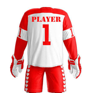 Uniforme de Hockey sobre Hielo Personalizado Rojo y Blanco Jugador 1 Nombre y Número Cosidos Jersey Pantalones Cortos Calcetines Guantes Conjunto Equipo Deportivo Masculino Ropa de Entrenamiento - Product Image 5