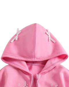 Sweat à capuche zippé pour femme avec imprimé papillon rose, sweat à capuche en polaire, style streetwear mignon, veste - Product Image 6
