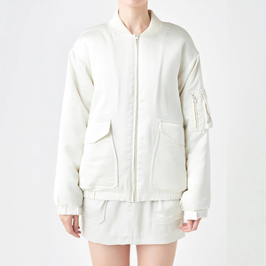 Fabricación profesional 100% Chaqueta de satén de alta calidad para mujer Chaqueta de satén transpirable hecha a medida para mujer - Product Image 1